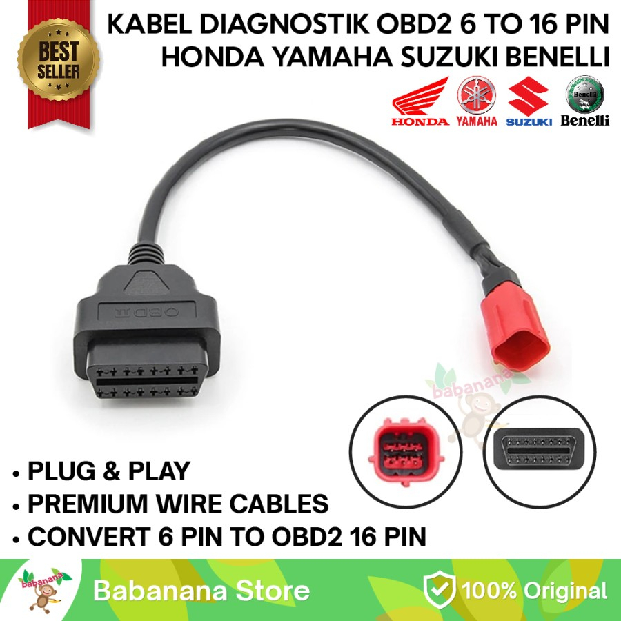 Kabel OBD1 Motor 6 Pin ke OBD2 16 Pin to OBDII Diagnostic Error