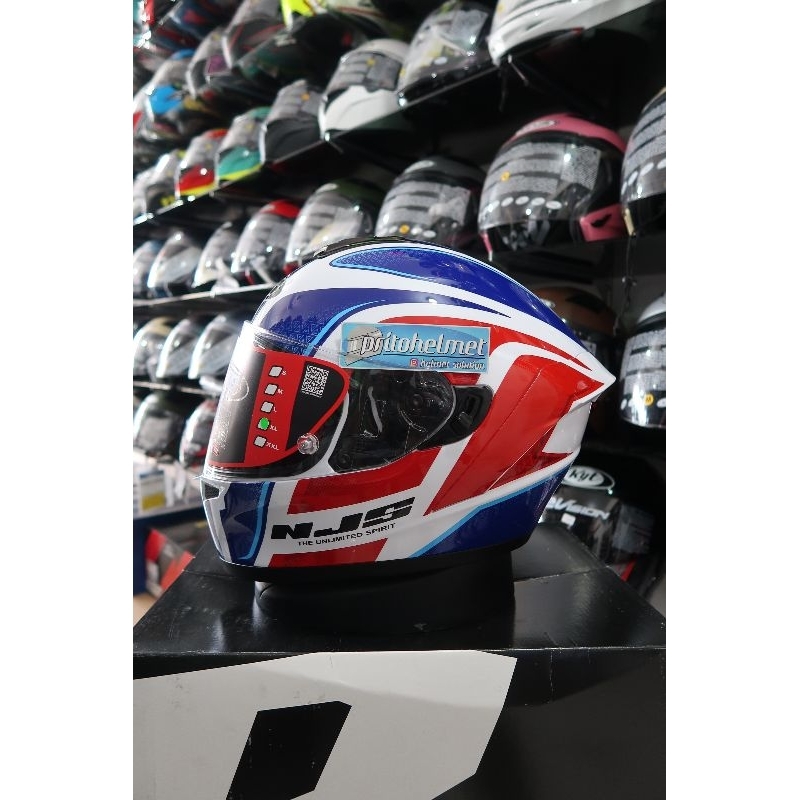 NJS ZX-1 Tricolor White Red Blue 2Visor