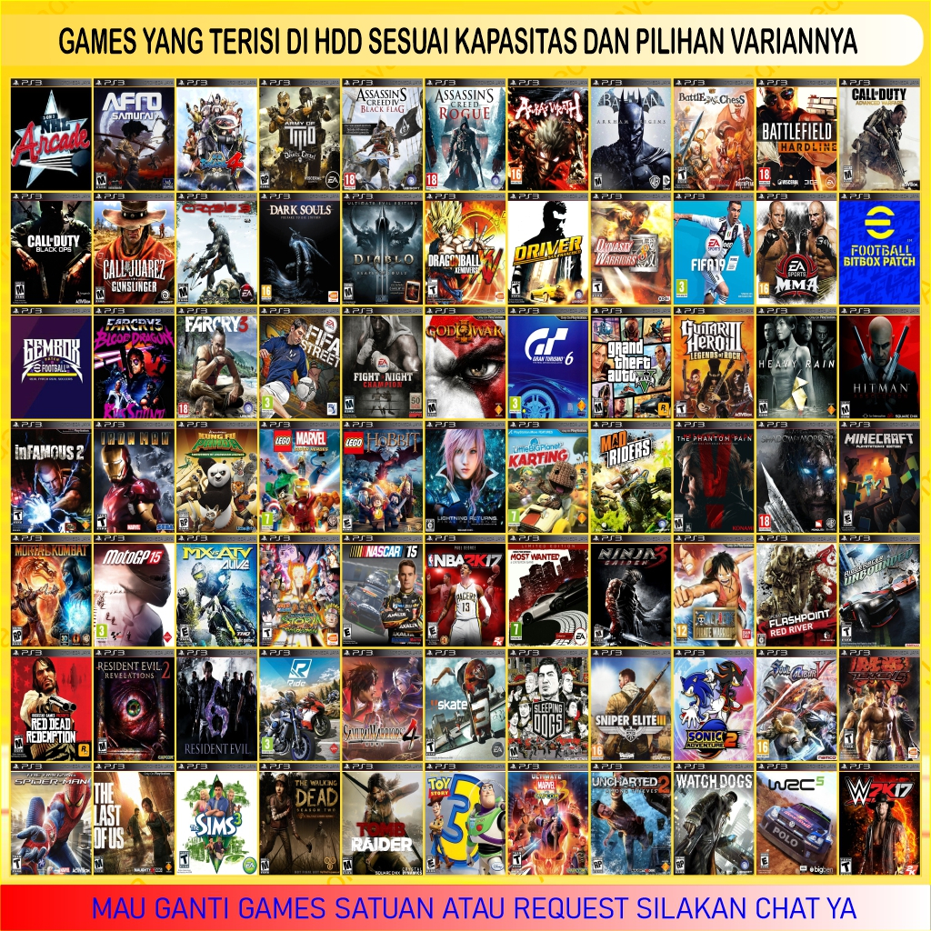 PS3 SLIM CFW SERI 2500 HITAM FULL GAMES