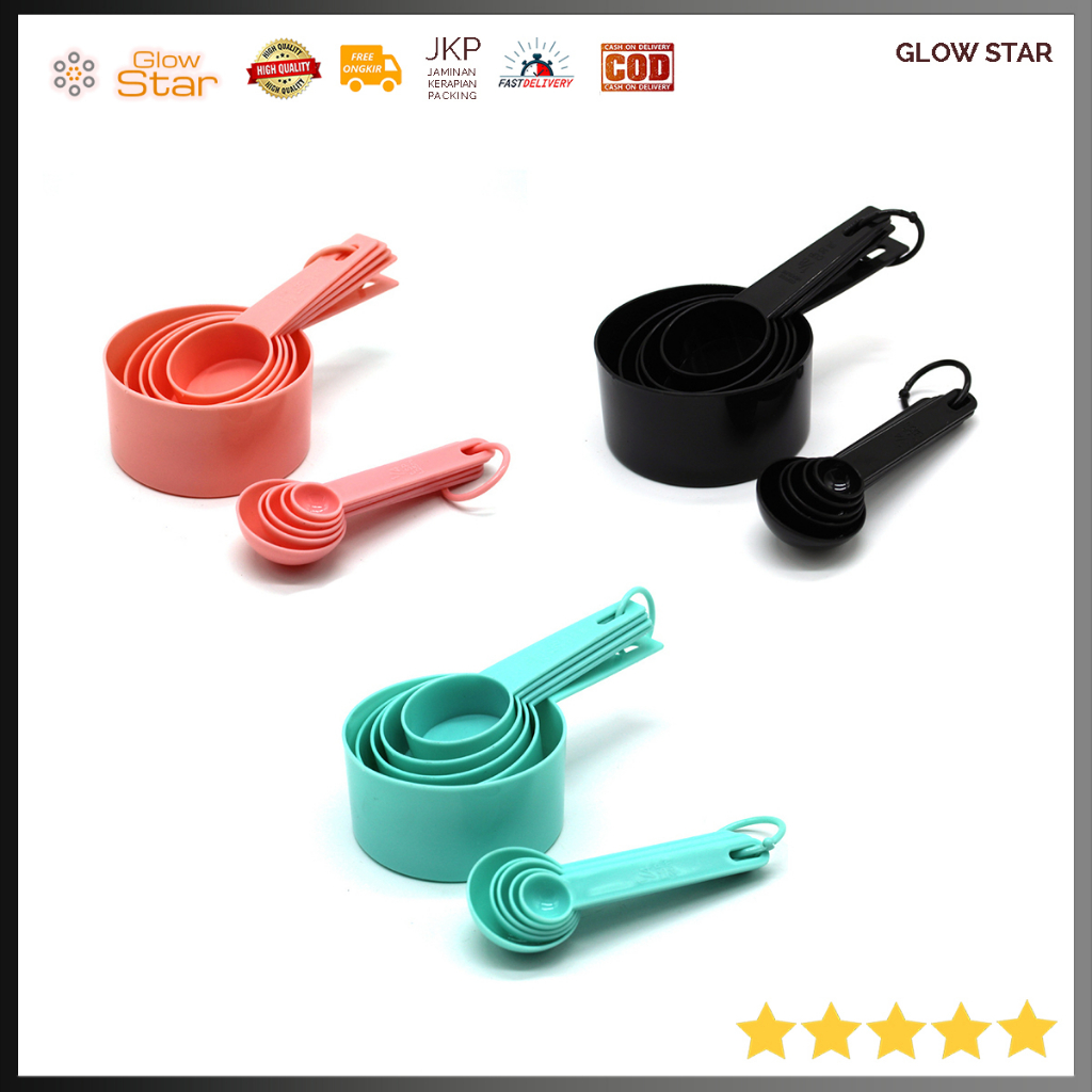 Sendok Takar Ukur Cup Measuring Spoon 10 PCS pink cyan black plastik dengan ukuran