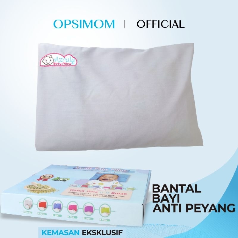 Azruly Baby Pillow + Baby Diaper Skrit (Celana Anti Ngombol) - Bantal Kesehatan Bayi Anti Peyang OPSIMOM | 2 PCS