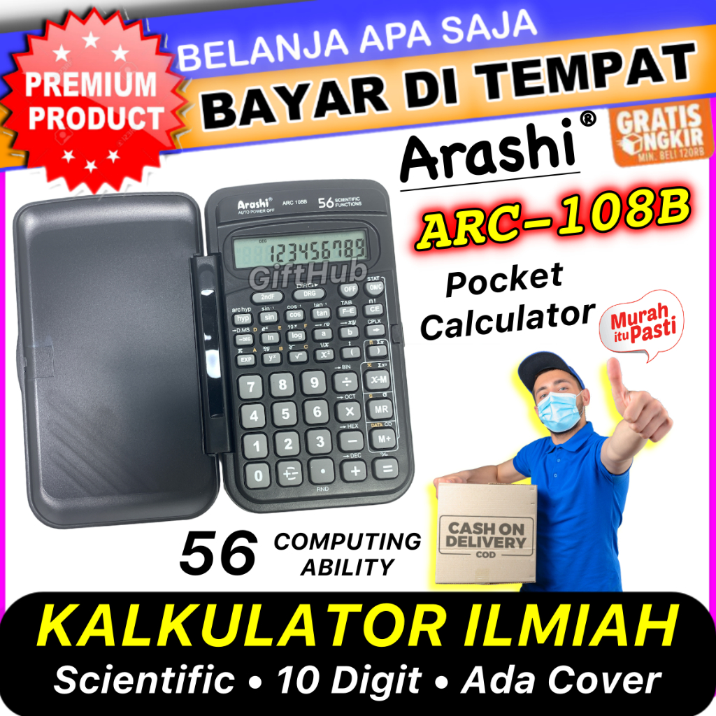 

Kalkulator Ilmiah Mini Arashi 10 Digit ARC 108B Electronic Scientific Calculator Digital Pocket Kantong Kecil Usaha Dagang Sekolah Kantor Check Correct Foldable Design 56 Computing Ability