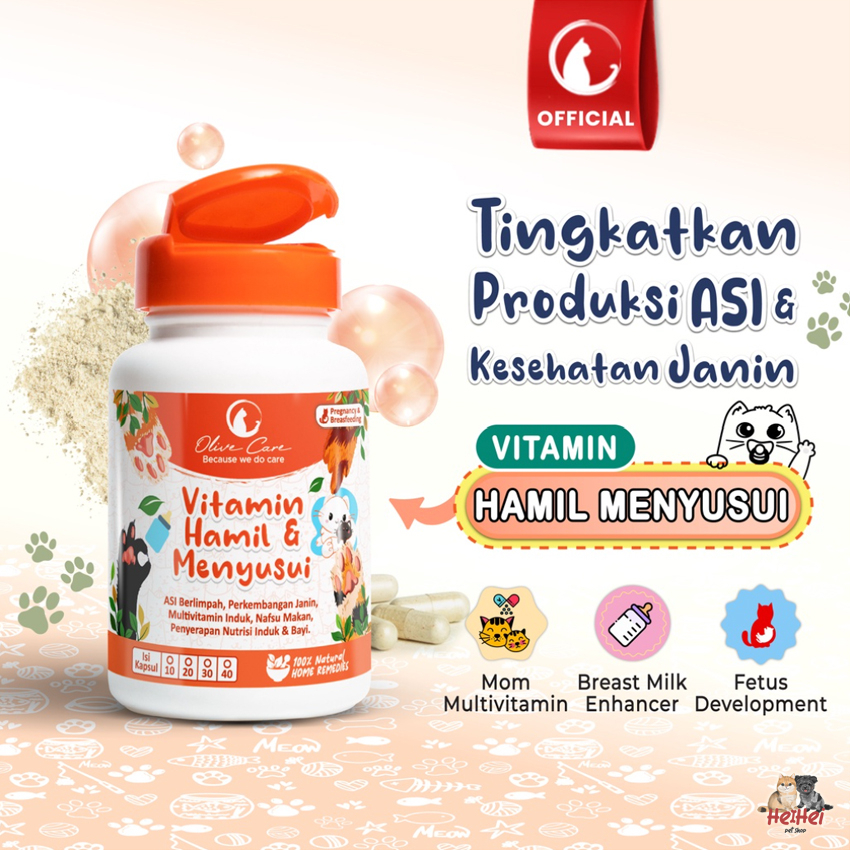 Olive Care Cat Vitamin Kucing Hamil &amp; Menyusui - Untuk Produksi Asi, Perkembangan Bayi, Multivitamin Induk Kucing