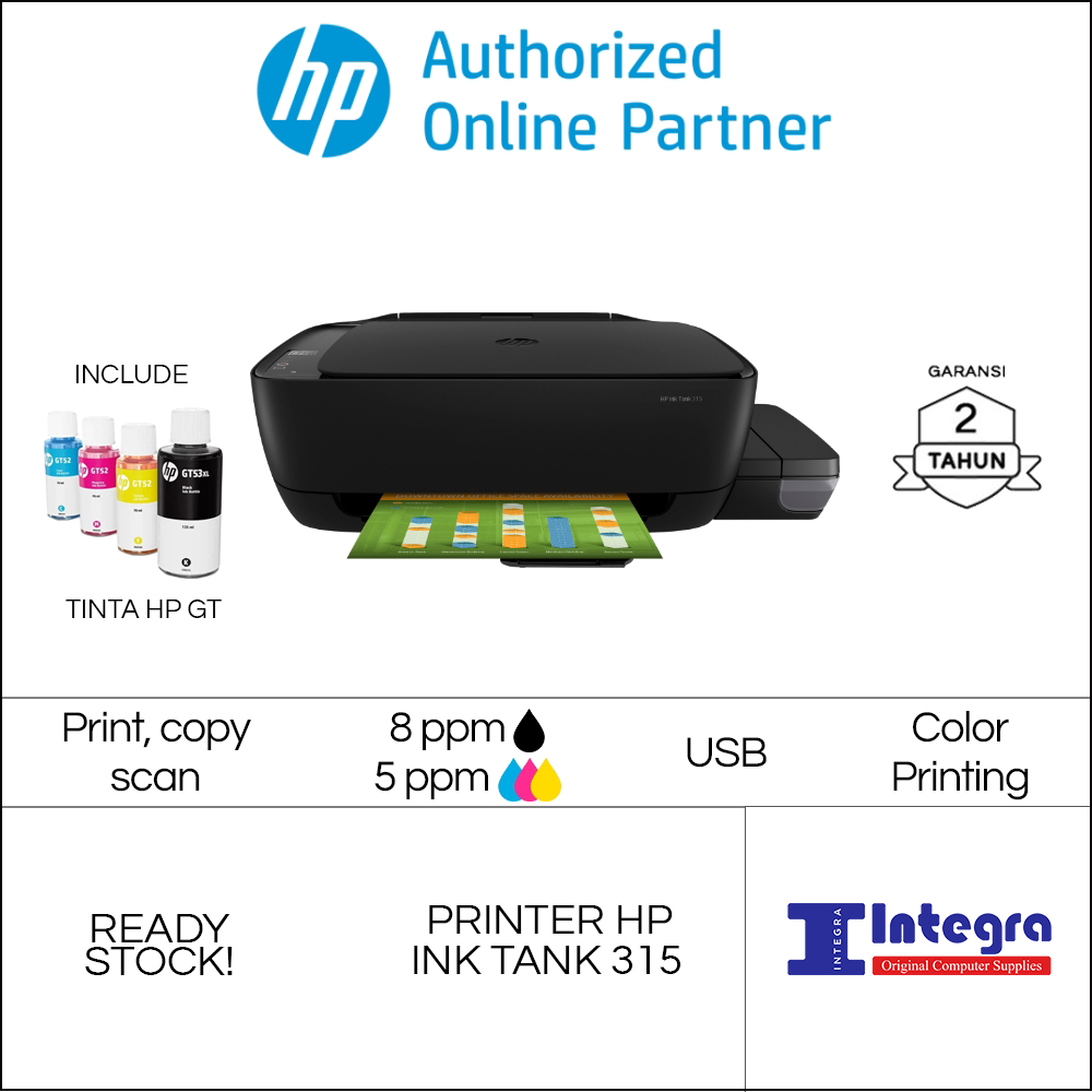 Printer HP Ink Tank 315 All-in-One Print Scan Copy Color