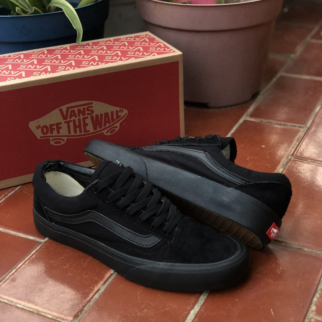 ( NEW BOX ) Sepatu pria Vans Old Skool Fullblack