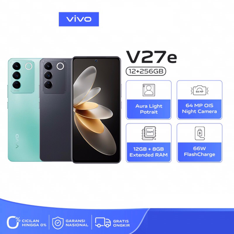 Vivo V27e  [12GB*8GB+256GB] Helio G99 | 64MP Triple Camera | 6.62&quot; AMOLED | NFC | Li-Po 4600mAh | Garansi Resmi Vivo 1 Tahun