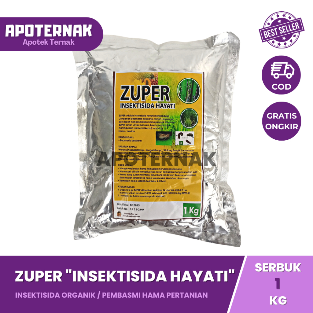 Insektisida ZUPER Bubuk 1 Kg | Insektisida Organik - Insektisida Hayati - Pembasmi Hama Pertanian - Insektisida Alami | ZUPER Serbuk 1 kg