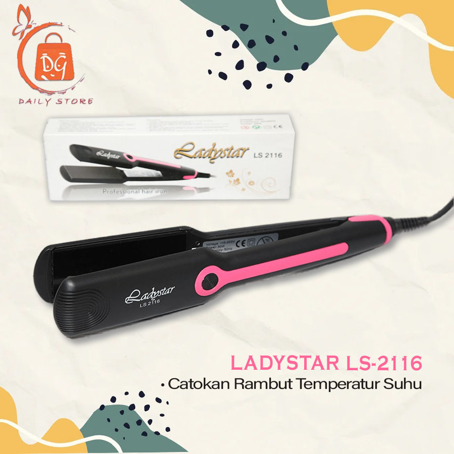 LADYSTAR 2116 CATOKAN RAMBUT PLAT LEBAR CATOKAN ION / PELURUS RAMBUT SUHU