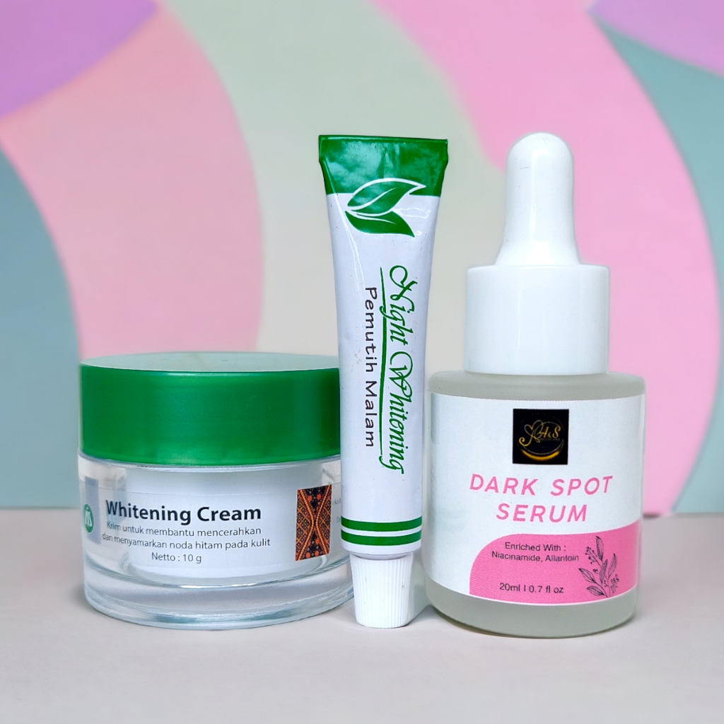 Paket 3 in 1 - Liz Skincare ( Dark Spot Serum + Day Cream + Whitening Krim / Krim Pemutih Malam )