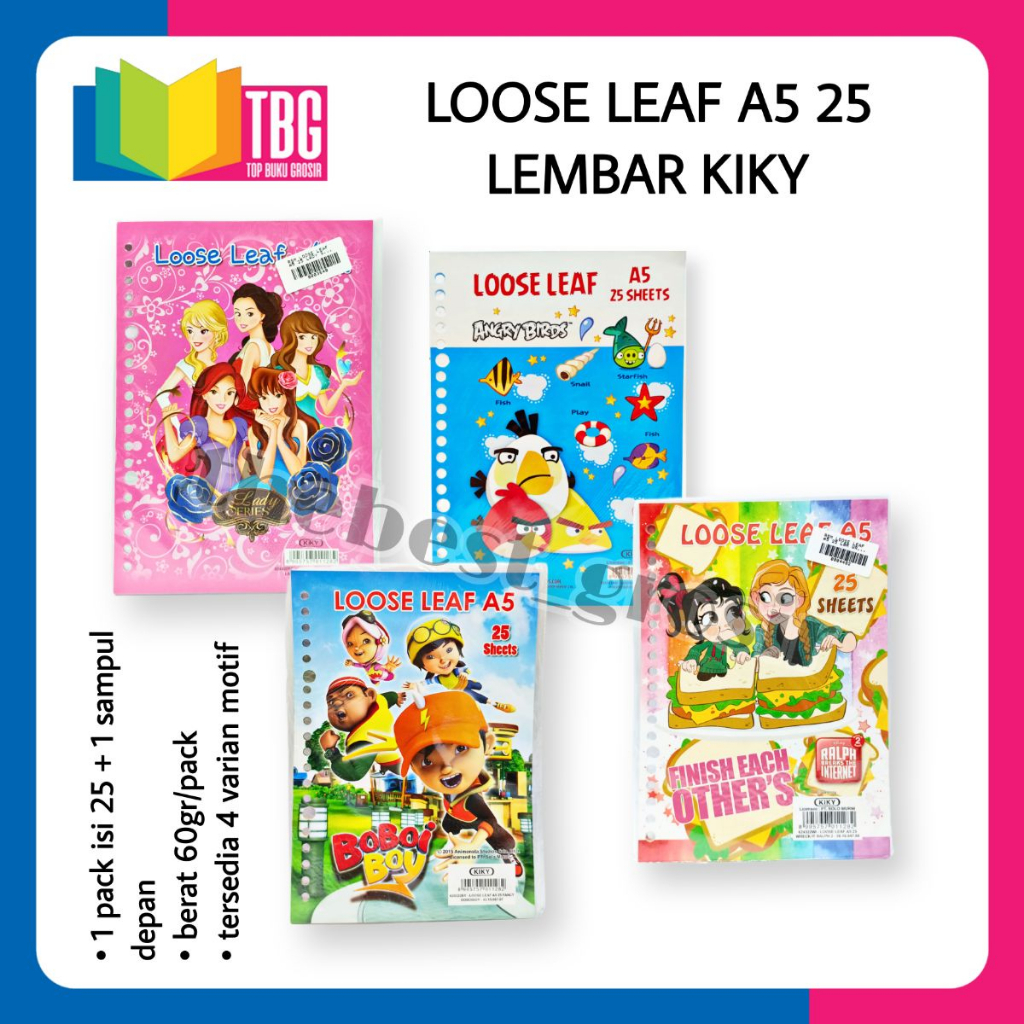 

1 PACK LOOSE LEAF A5 25 LEMBAR KIKY REFILL ISI KERTAS MAP BINDER
