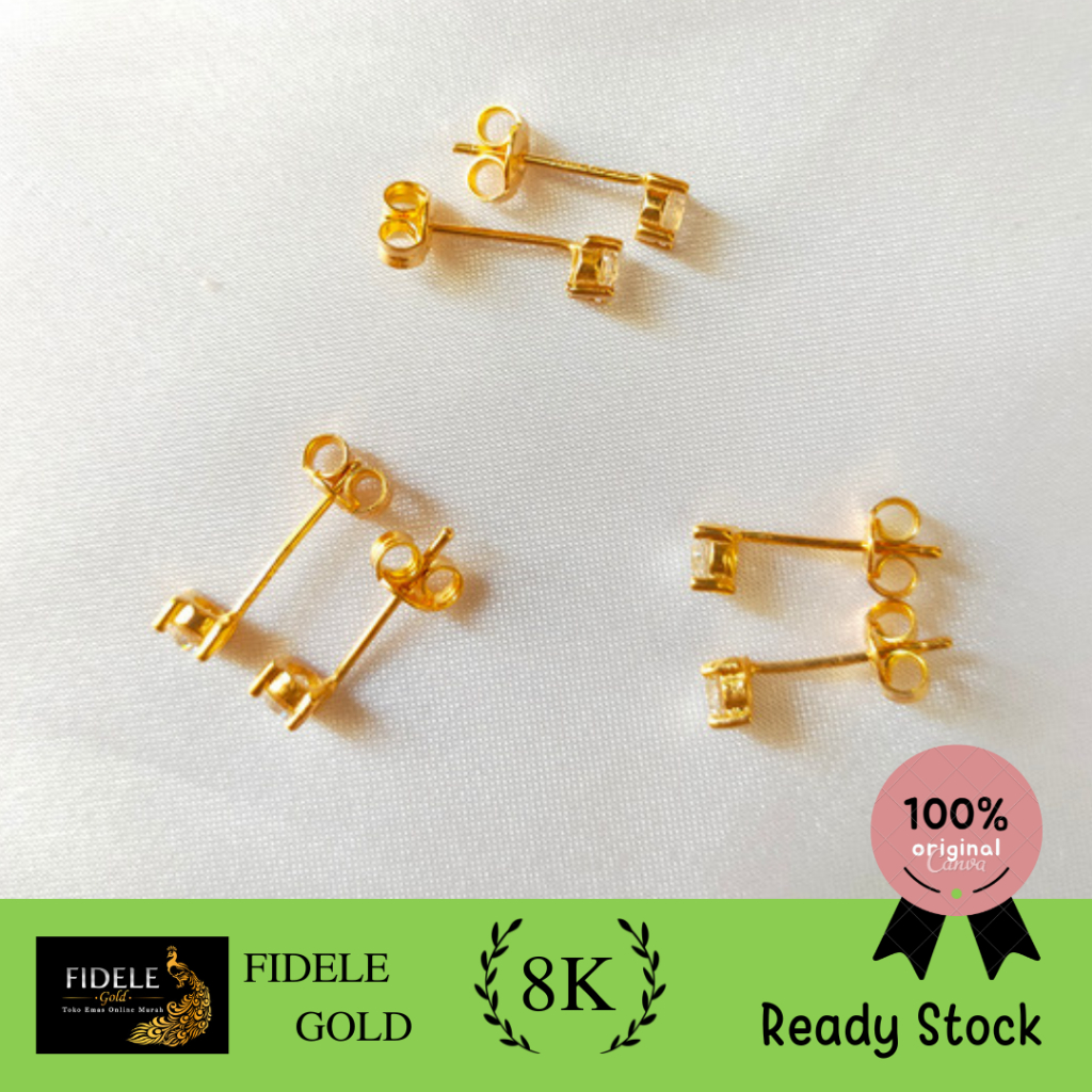 Giwang anting tusuk mata anting fashion simple polos cepluk anting emas 375