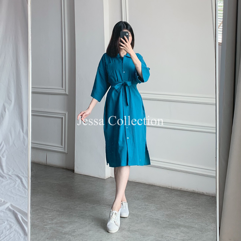 Premium Grave Ribbon Dress TH 443 LINEN CRINKLE