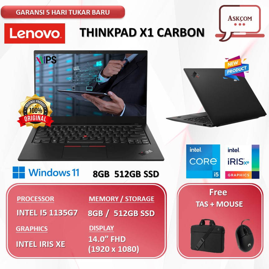 Laptop Business Lenovo Thinkpad X1 CARBON I5 1135G7 8GB 512GB SSD W11PRO 14.0FHD IPS