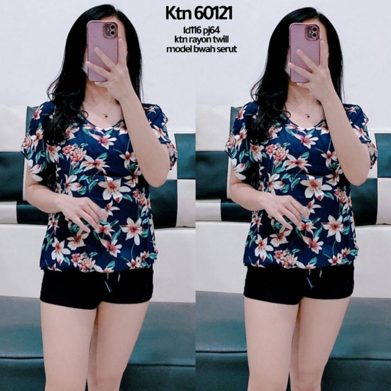 Atasan ktn 60121  Ktn rayon twill model bawah serut