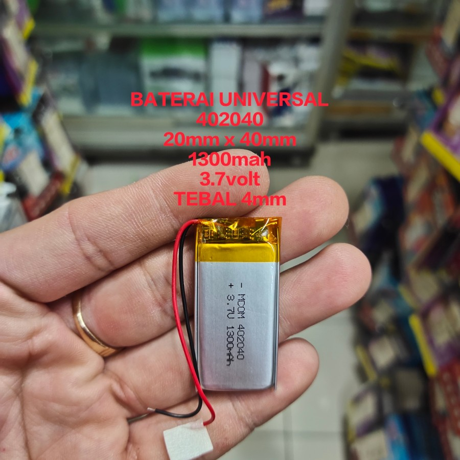 BATERAI UNIVERSAL 402040 ukuran 20mm x 40mm 1300mah kabel 2 MANTUL