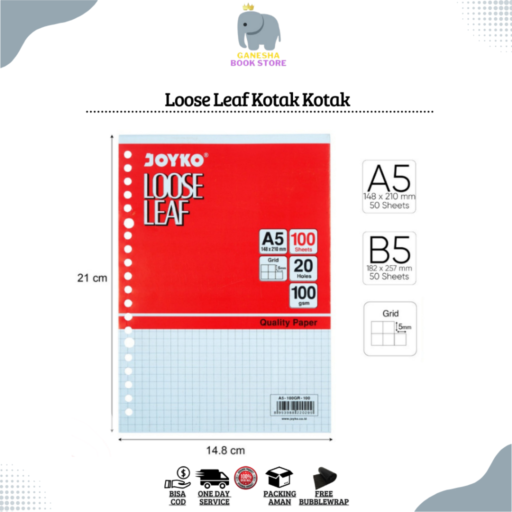 

Loose Leaf Grid Joyko Loose Leaf Kotak-Kotak Joyko / Kertas Isi Binder Grid
