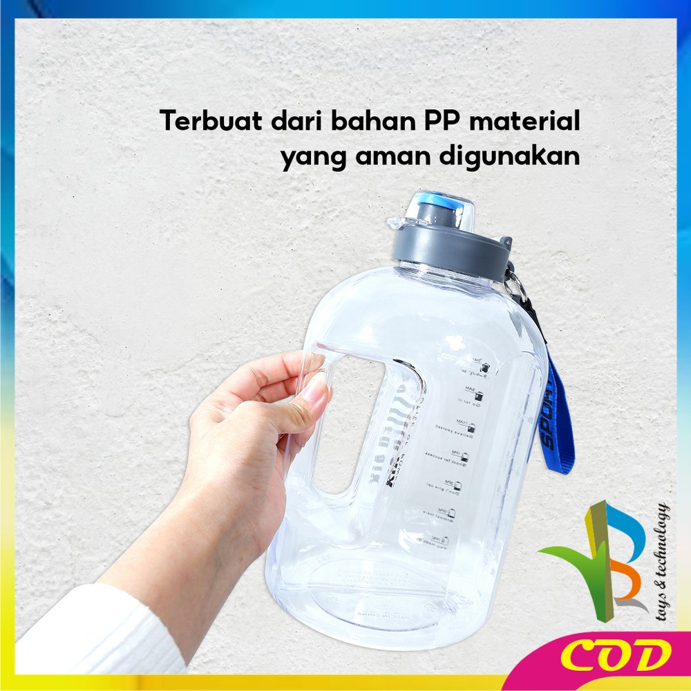 RB-C470 Botol Minum Transparan 2200ML Tumblr Botol Gym Bottle / Tempat Botol Minum Olahraga Ukuran Besar BPA FREE