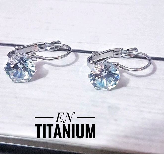 Anting Titanium Desi  Silver Permata 829