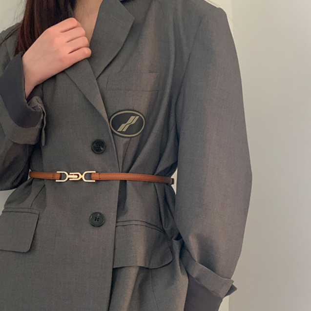 Ikat Pinggang Rantai Silver  Premium  Aksesoris Fashion Import Murah Pu Dilepas Skinny  Belt Wanita Untuk Dress