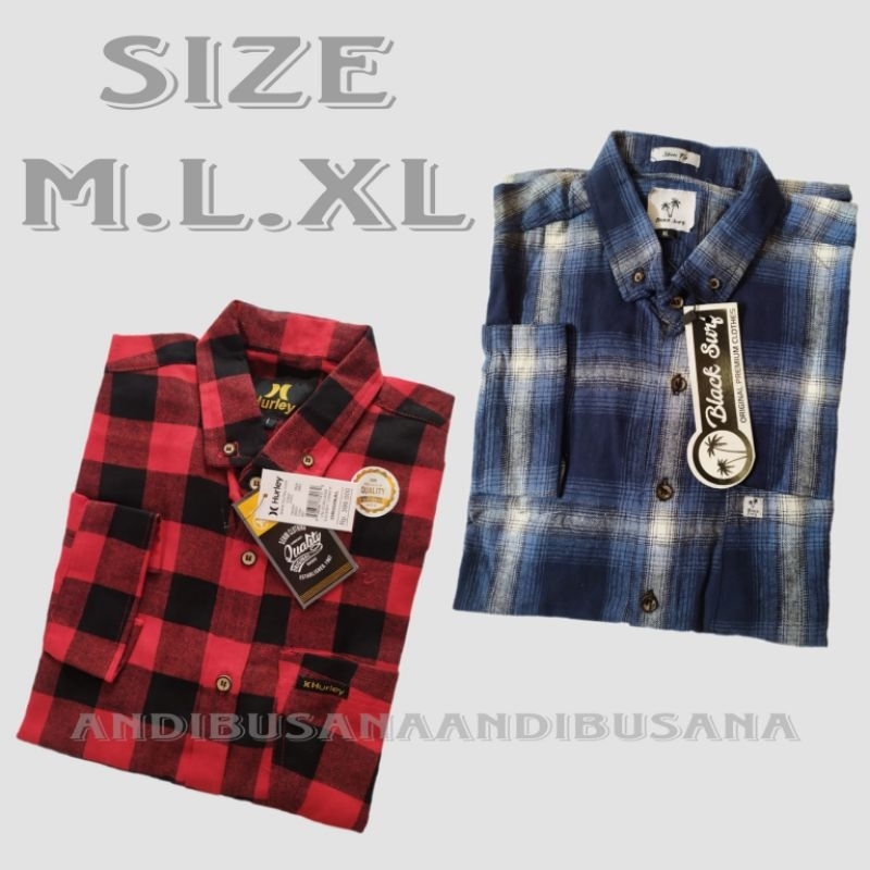 KEMEJA PRIA LENGAN PANJANG FLANEL MOTIF KOTAK PREMIUM
