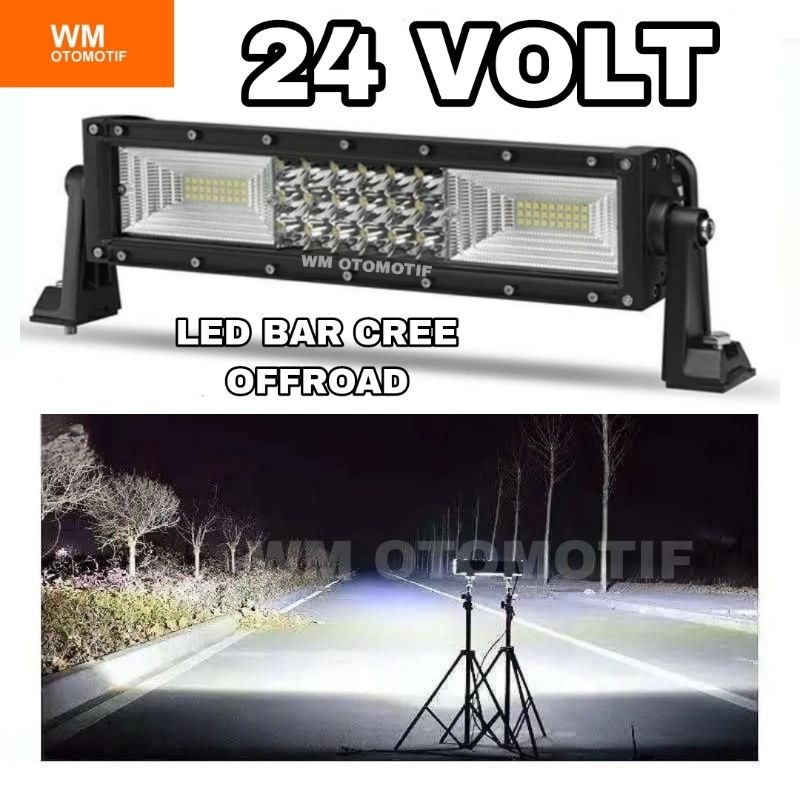 Lampu Tembak 24 Volt LED CWL 72 Mata CREE 30 Cm Sorot Truk Bus Canter Tronton Traktor Jauh Dekat High Low Hi Lo Putih 144 Watt Offroad Truck Bis Fuso Tractor Hino Ragasa Floodlight Spotlight Bar Cree LightBar Work Light Mobil Alat Berat Waterproof 24V