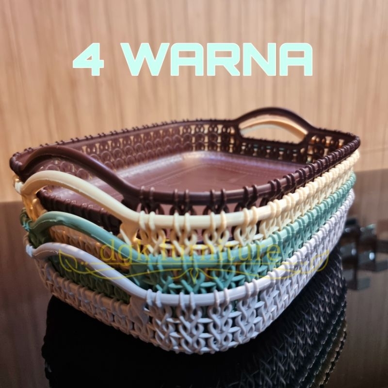 Keranjang Kalo Nampan Tempat Penyimpanan Organizer Storage Rotan Anyam Anyaman Surat Dokumen Skincare Skin Care Make up Makeup Kosmetik Cosmetic Alat Bumbu Dapur Kamar Mandi Serbaguna Serba guna PLASTIK