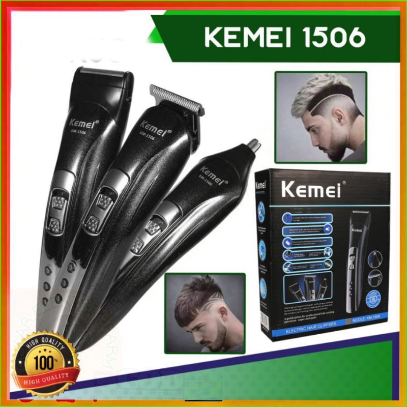 Kemei 1506 Alat Cukur 3in1 Shaver Bulu Kumis Jenggot Hidung Kuping / ALAT POTONG ELEKTRIK SEGALA JENIS RAMBUT