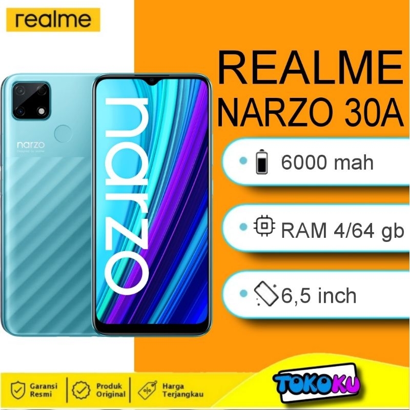 REALME NARZO 30A 4/64 gb - new - garansi realme Indonesia