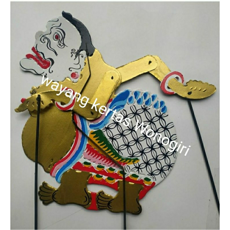 wayang kulit kertas Semar emas 40 cm