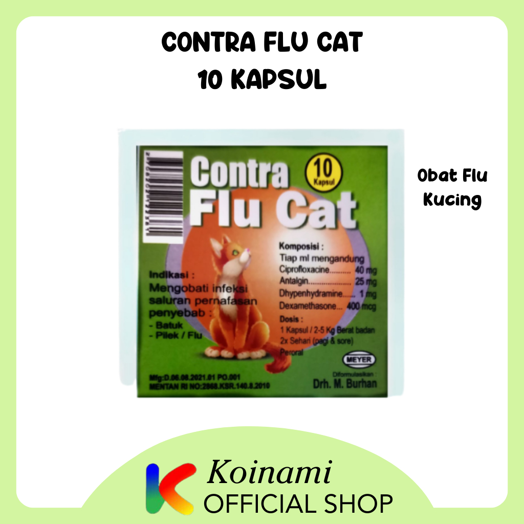 Contra Flu Cat 10 Kapsul / Obat Flu Kucing / Obat Pilek Kucing / BTM