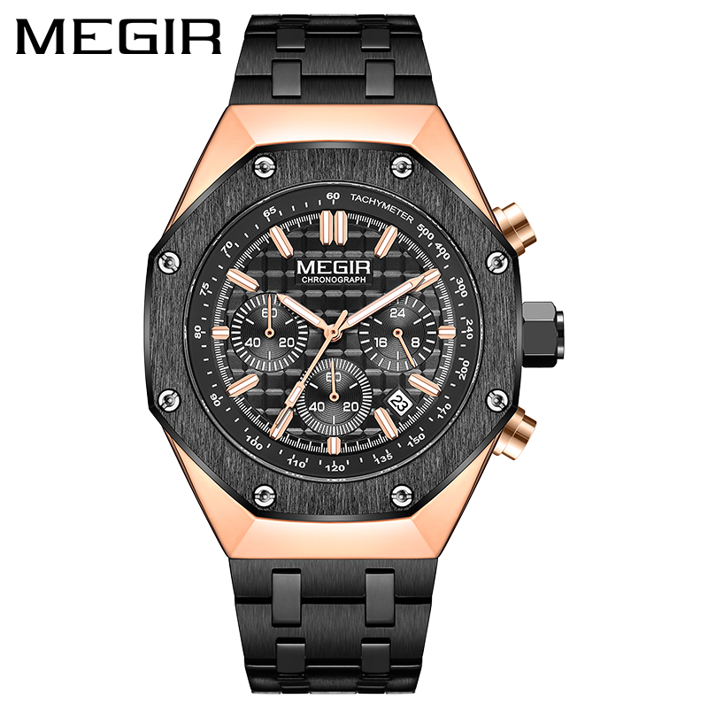 MEGIR 2213 Jam Tangan Pria Analog Chronograph Tali Stainless WATCHKITE WKOS