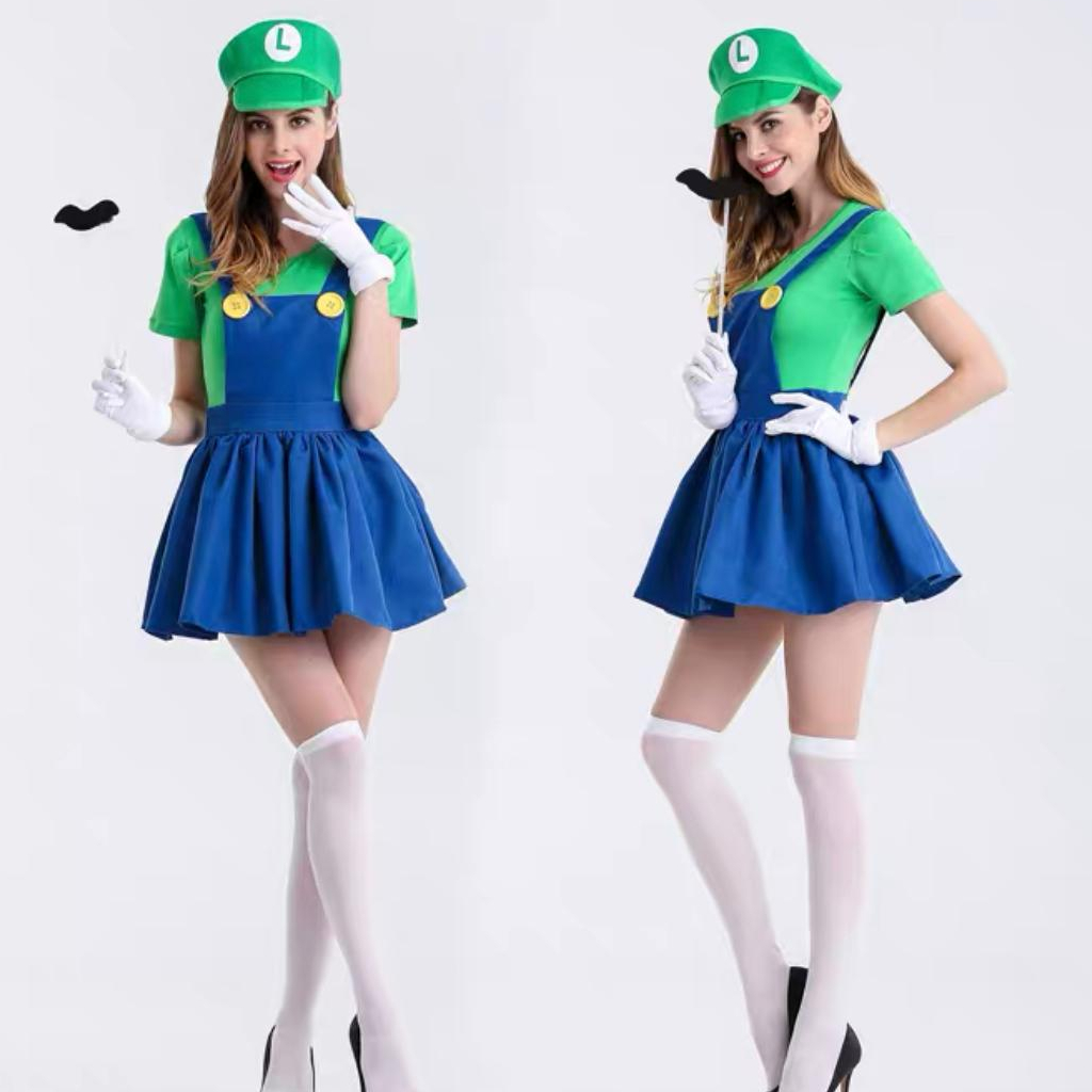 BAJU ONESIE KOSTUM PIYAMA SUPER MARIO LUIGI IMPOR COSPLAY