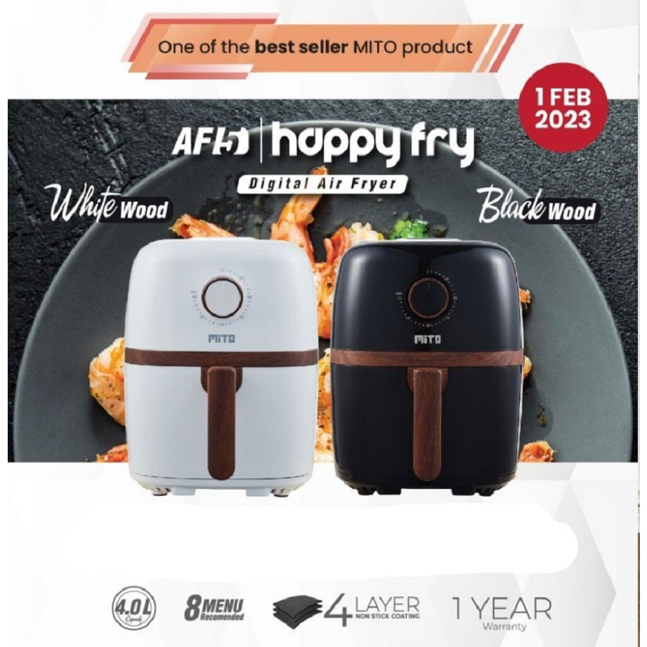 Airfryer Air Fryer Mito Af-5 Af 5 Air Happy Fry 4L 4 Liter Wood Series