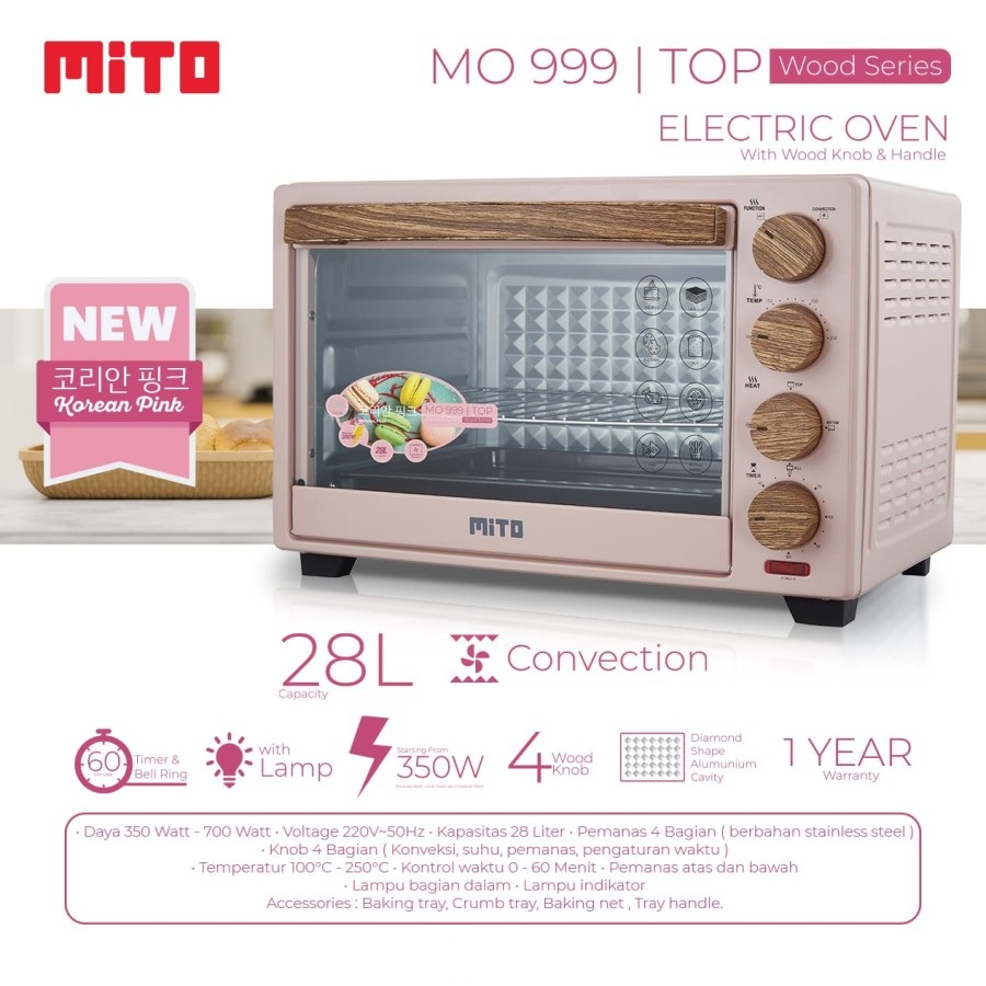 Oven Listrik Mito MO-999 MO999 28L 28 Liter Ofen Listrik Motif Kayu