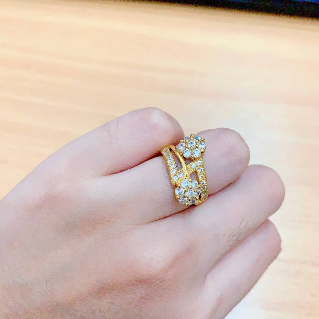 JT - Cincin Gold 2 Mata Bunga Emas Xuping