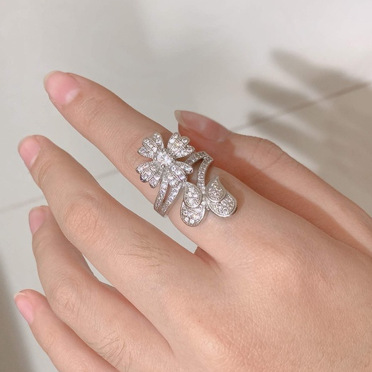 JT - Cincin Sterling Silver Xuping Hias Kristal berlian Gaya Mewah Untuk Wanita