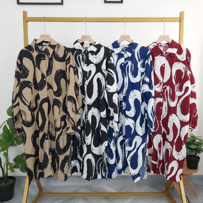 DRESS LONG SLEEVE PRINTED OVERSIZE IMPORT BANGKOK NOB