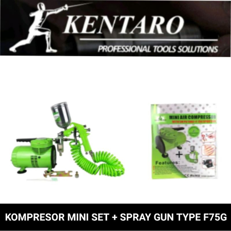 KOMPRESOR MINI + SPRAY GUN F75G KENTARO JAPAN QUALITY
