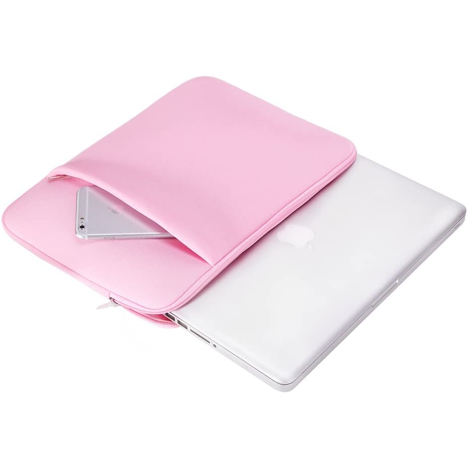 Tas Laptop Softcase Macbook Sleeve 13 14inch Neoprene Zipper - Pink