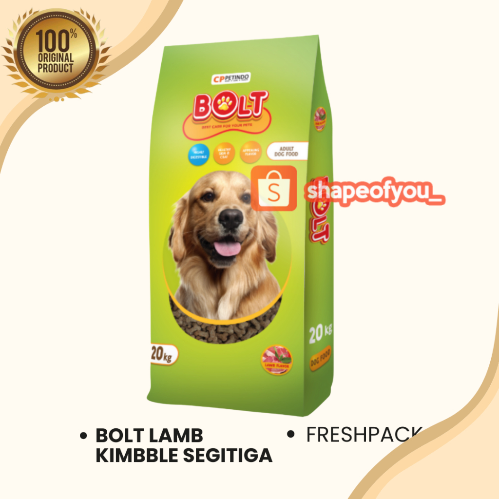 Bolt Dog 1kg Makanan Kering Anjing 800gr Dry Food Repack Freshpack Bolt Bulat Segitiga Beef Lamb
