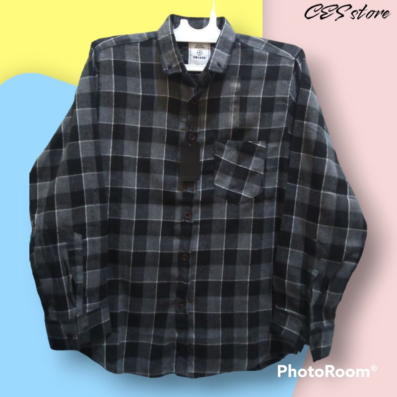 kemeja baju hem fashion casual pria flanel nevada