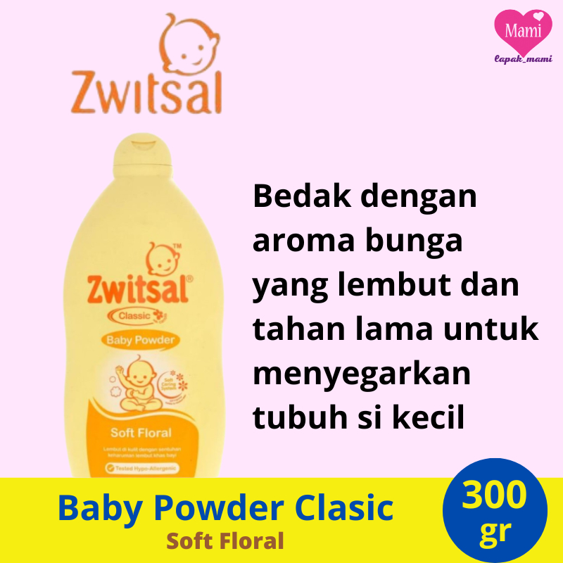 Zwitsal Baby Powder Classic Soft Floral 300 gr Bedak Tabur Bayi Beraroma Bunga