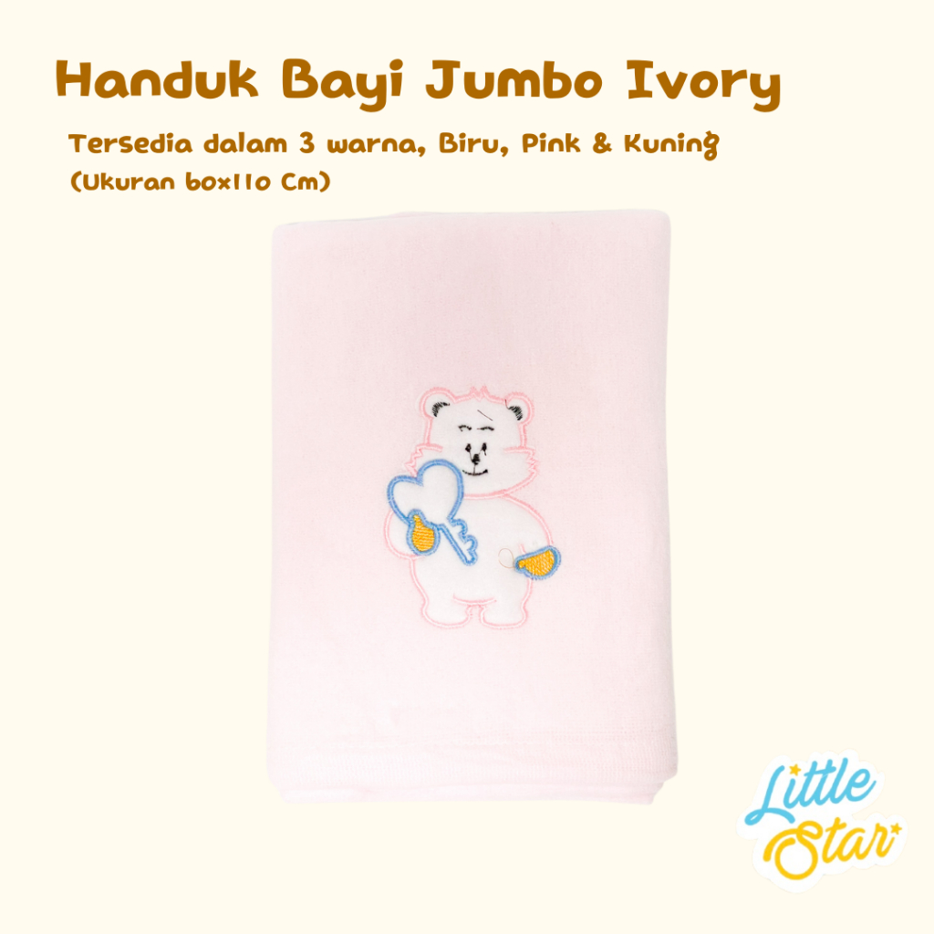 Handuk Bayi Lembut Baru Lahir Premium Ivory Ukuran Jumbo 110x60 Cm