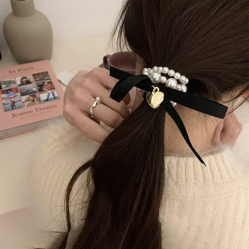 HAIR RING BRACELET NICHE LUXURY PEARL BOW GELANG IKAT KARET RAMBUT KOREA WANITA KUNCIRAN HAIRTIE PITA RIBBON MUTIARA ELEGAN