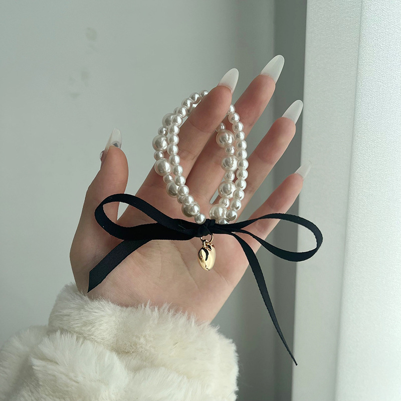 HAIR RING BRACELET NICHE LUXURY PEARL BOW GELANG IKAT KARET RAMBUT KOREA WANITA KUNCIRAN HAIRTIE PITA RIBBON MUTIARA ELEGAN