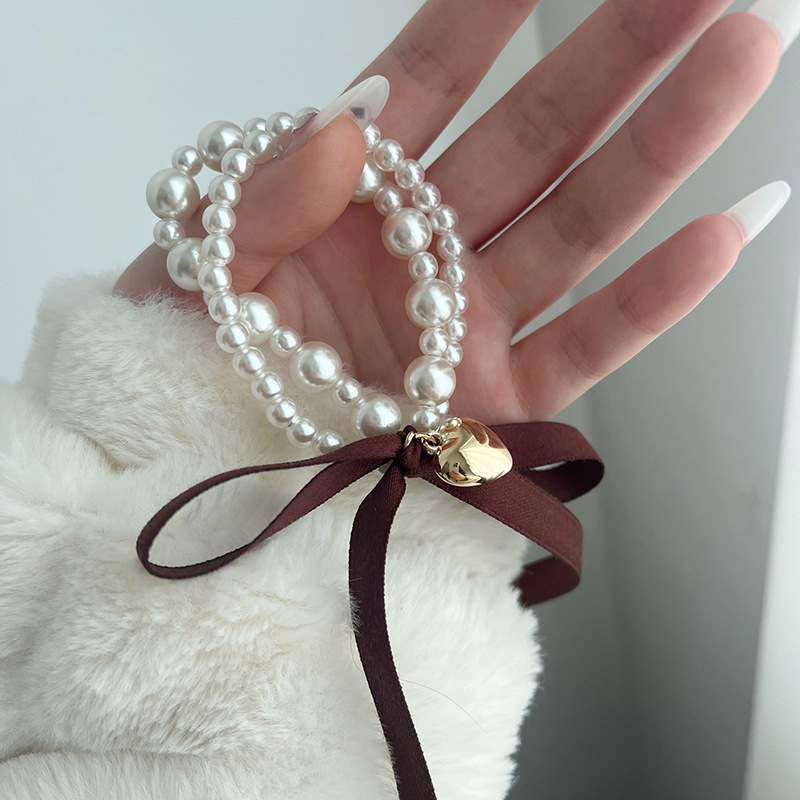 HAIR RING BRACELET NICHE LUXURY PEARL BOW GELANG IKAT KARET RAMBUT KOREA WANITA KUNCIRAN HAIRTIE PITA RIBBON MUTIARA ELEGAN