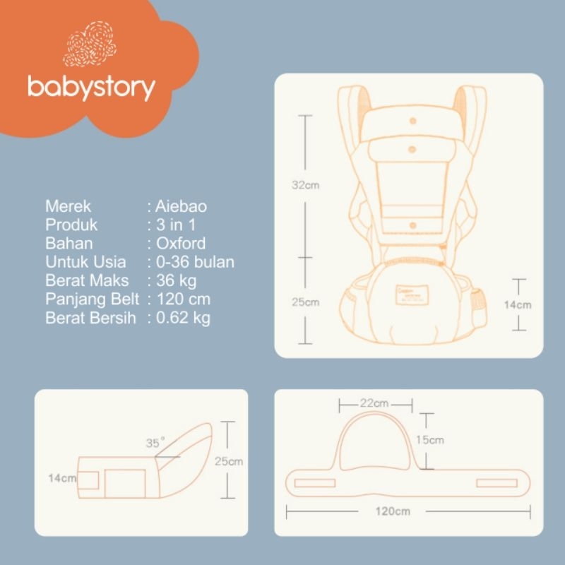 Original Hipseat Aeibao 11 in 1 multifunction 6612 Aiebao hipseat gendongan bayi baby carrier