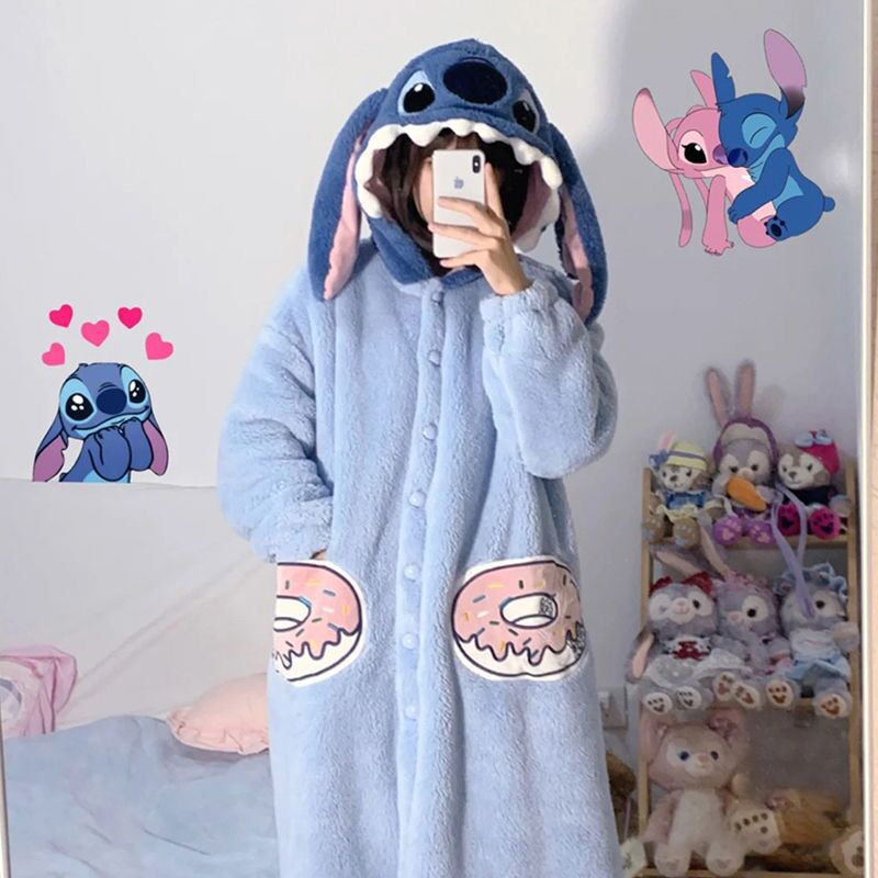 BAJU KOSTUM ONESIE PIYAMA LILO STITCH BIRU BLUE YUKATA MODEL DRESS GAUN ROK KIGURUMI COSPLAY PESTA IMPOR