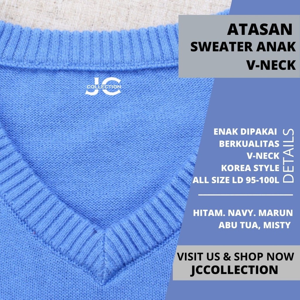 Sweater Anak Cowok Pria Rajut Polos JCCollections / Outer Anak Rajut Korea Style