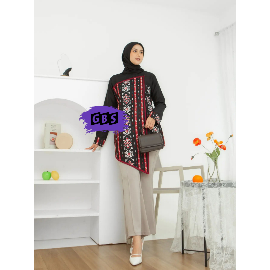 Tunik Batik Wanita Modern M L XL XXL Jumbo Batik Tunik Seragam Kerja Kantor